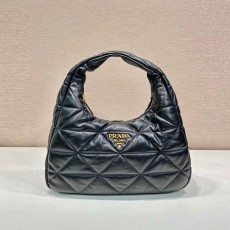 프라다 PRADA 탑스티치 나파 가죽 라지 호보백 1BC183 PD0846